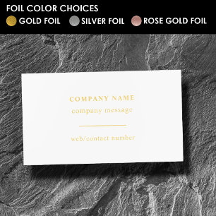 Minimal Gold Foil Single Sided Premium White Business Cards