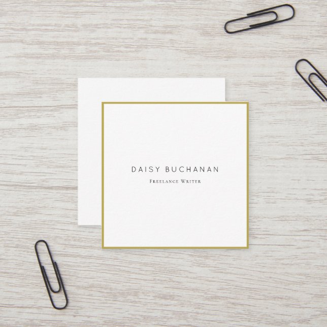 Minimal Gold Frame Square Business Card (Front/Back In Situ)