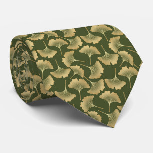 Minimal Gold Ginkgo Pattern Neck Tie