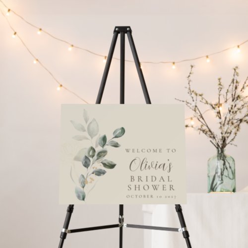 Minimal Gold Greenery Bridal Shower Welcome Sign