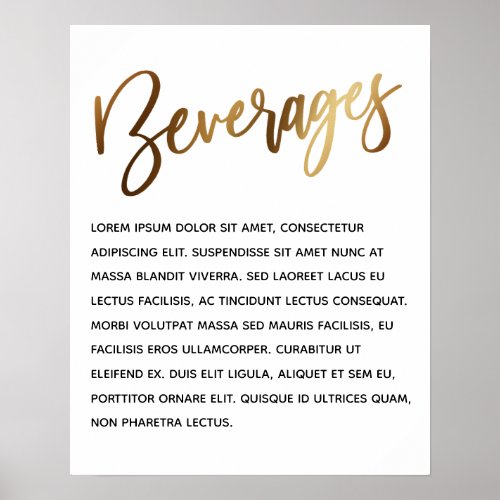 Minimal Gold Handwriting Simple Event Beverages Poster