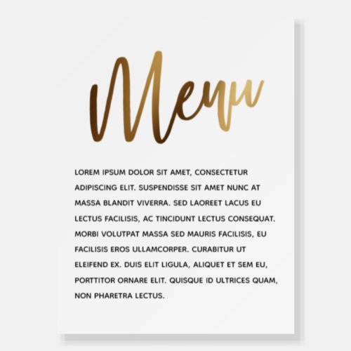 Minimal Gold Handwriting Simple Event Menu Foam Board