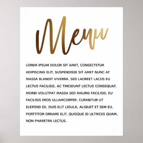 Minimal Gold Handwriting Simple Event Menu Poster