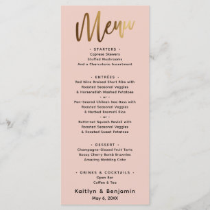 Minimal Gold Handwriting Simple Typography Blush Menu