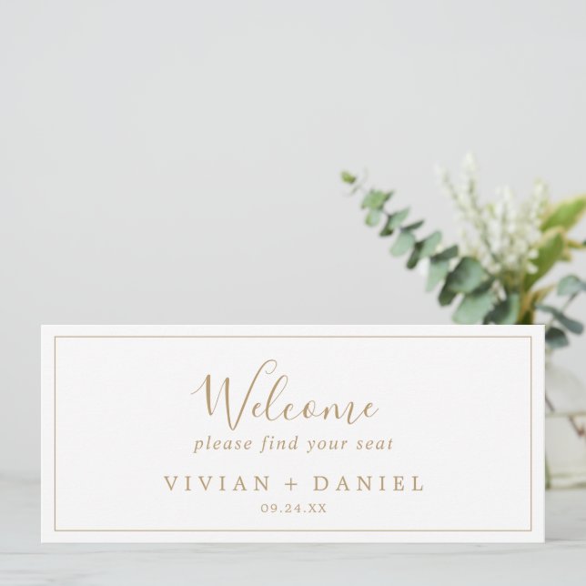 Minimal Gold Hanging Seating Chart Welcome Header (Standing Front)