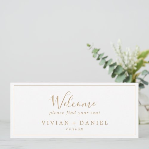 Minimal Gold Hanging Seating Chart Welcome Header