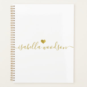 Minimal Gold Heart Script Signature Name Planner