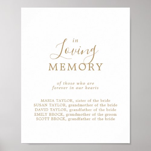 Minimal Gold Loving Memory Wedding Memorial Sign