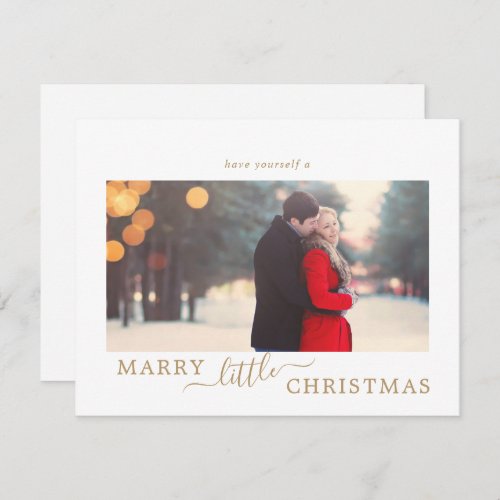 Minimal Gold Marry Little Christmas Save the Date Holiday Card