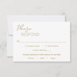 Minimal Gold Modern Wedding RSVP Card