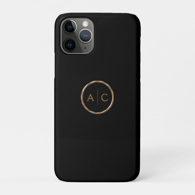 Minimal Gold Monogram on BLACK Case-Mate iPhone Case (Back)