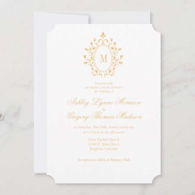 Minimal Gold Monogram Wedding Invitation (Front)