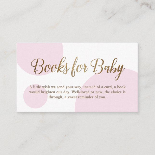 Minimal Gold Pink Rhyme request Books for baby  Enclosure Card (Front)