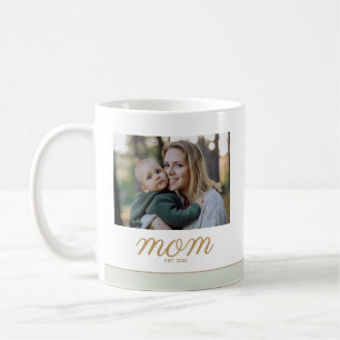 Minimal Gold & Sage Green Mom Established Photo Coffee Mug
