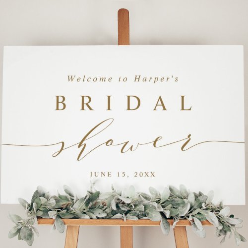 Minimal Gold Script Bridal Shower Welcome Sign