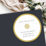 Minimal Gold Snowflake Love Joy Peace Address Classic Round Sticker<br><div class="desc">For any further customisation or any other matching items,  please feel free to contact me at yellowfebstudio@gmail.com</div>