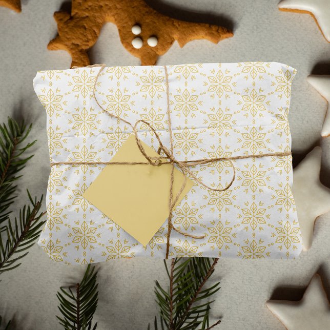 Minimal Gold Snowflake Pattern on White Tissue Paper (Minimal Gold Snowflake Pattern on White Tissue Paper)