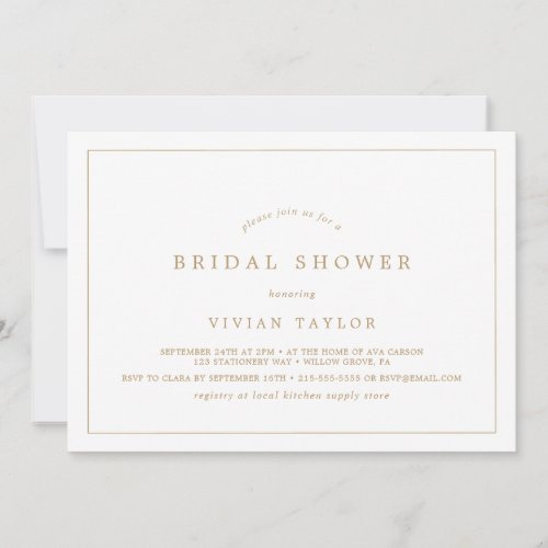 Minimal Gold Typography Horizontal Bridal Shower Invitation
