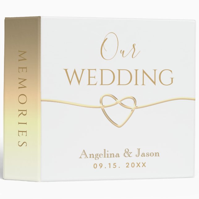 Minimal Gold Wedding Album 3 Ring Binder (Front/Spine)