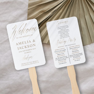 Minimal gold & White Wedding Ceremony Hand Fan