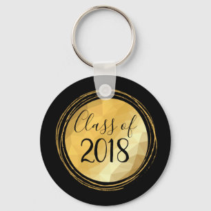 Minimal golden bright graduation class of 2018 keychain