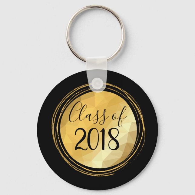 Minimal golden bright graduation class of 2018 keychain (Front)