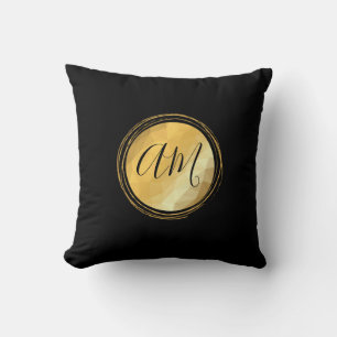 Minimal golden geometric customizable text throw pillow