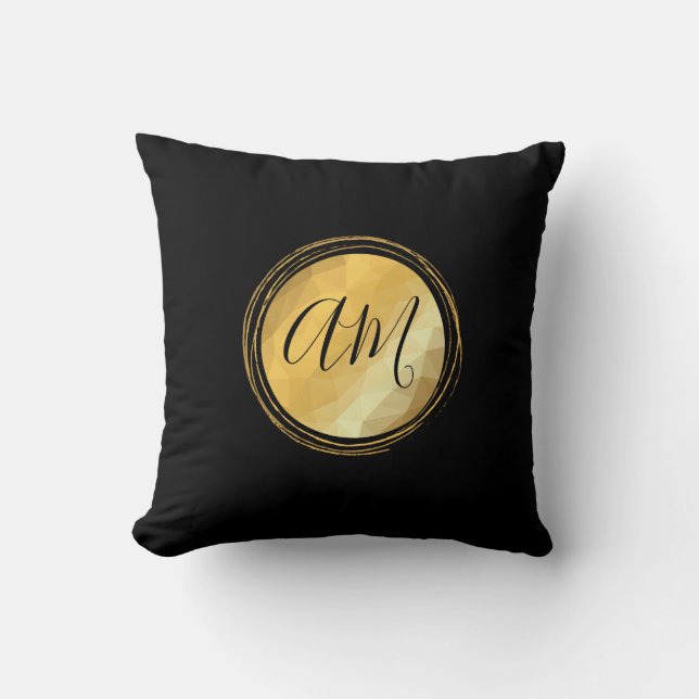 Minimal golden geometric customizable text throw pillow (Front)