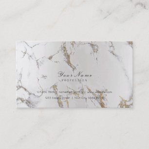 Minimal Golden Strokes Silver Metallic Marble Gray Business Card