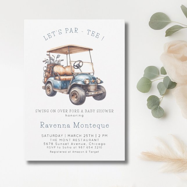 Minimal Golf Cart Lets Par Tee Baby Shower  Invitation (Creator Uploaded)