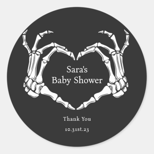 Minimal Goth Skeleton Hands Baby Shower Favor  Classic Round Sticker