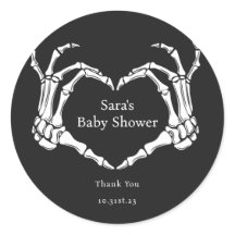 Minimal Goth Skeleton Hands Baby Shower Favor