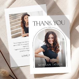 Minimal Graceful Elegance Arch 2 Photo Graduation Thank You Card