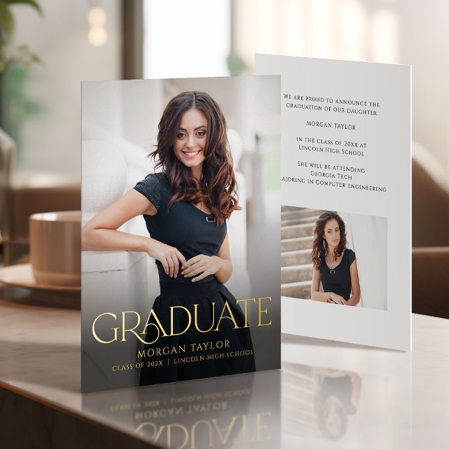 Minimal Graceful Elegance Photo Grad Announcement (Minimal Graceful Elegance Photo Grad Announcement)