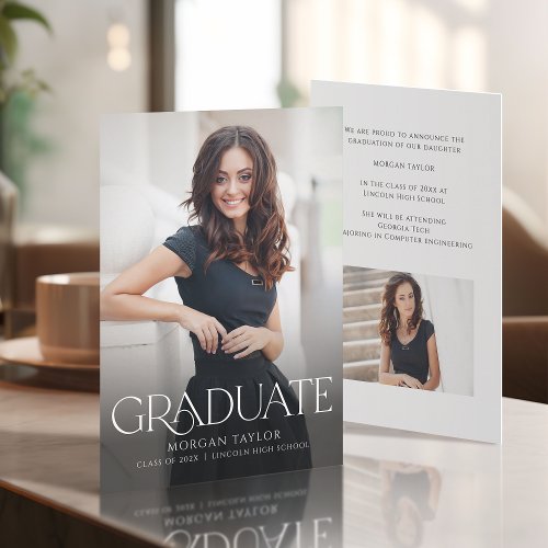 Minimal Graceful Elegance Photo Grad Announcement