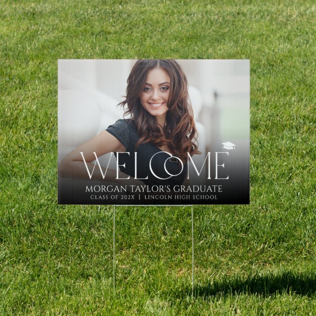 Minimal Graceful Elegance Photo Graduation Yard Sign (Insitu)