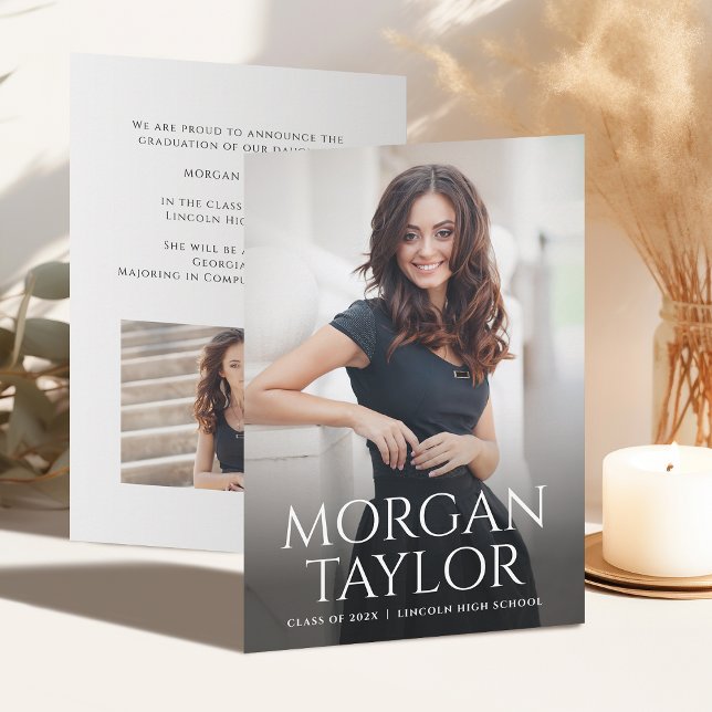 Minimal Graceful Name Photo Grad Announcement (Minimal Graceful Name Photo Grad Announcement)