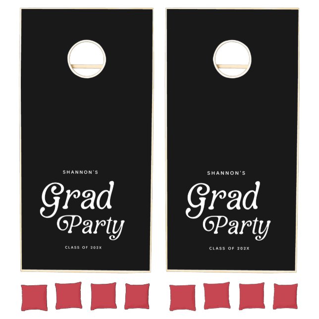 Minimal Grad Party Retro Graduation Cornhole Set (Set)