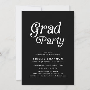 Minimal Grad Party Retro Graduation Invitation