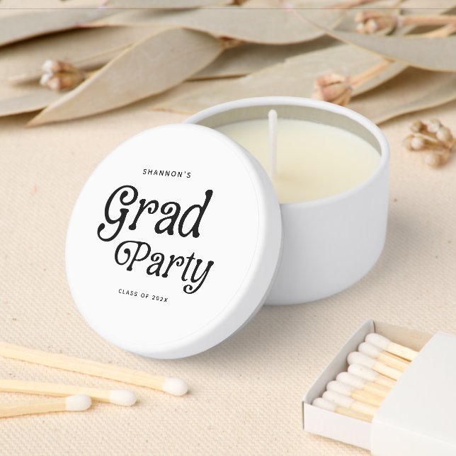 Minimal Grad Party Retro Graduation Mini Candle Favors (Insitu)