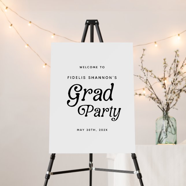 Minimal Grad Party Retro Graduation Welcome Sign (In Situ (Stand))