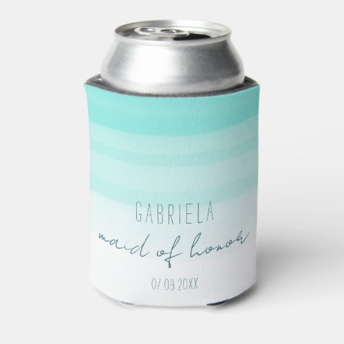 Minimal gradient mint custom maid of honor  can cooler