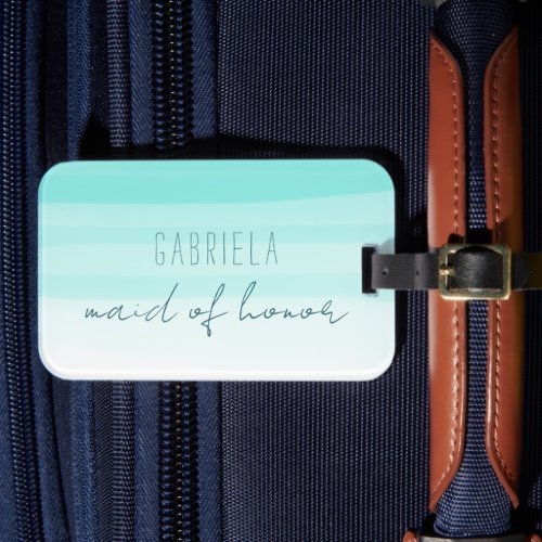 Minimal gradient mint custom maid of honor  luggage tag