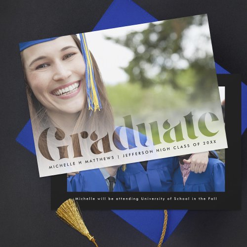 Minimal Graduate Frosted Photo Announcement