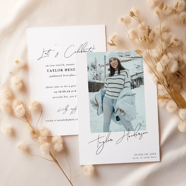 Minimal Graduate Photo Graduation Party Invitation (Creator Uploaded)