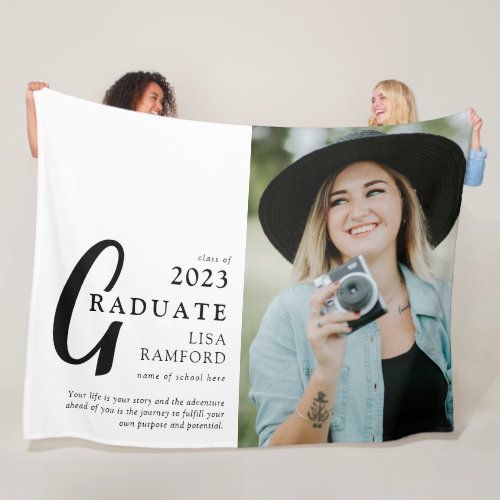 Minimal Graduate Photo  Quote Keepsake Gift Fleece Blanket