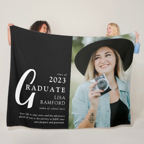 Minimal Graduate Photo  Quote Keepsake Gift Fleece Blanket