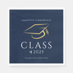 Minimal Graduation 2025 Navy Blue Party Paper Napkins