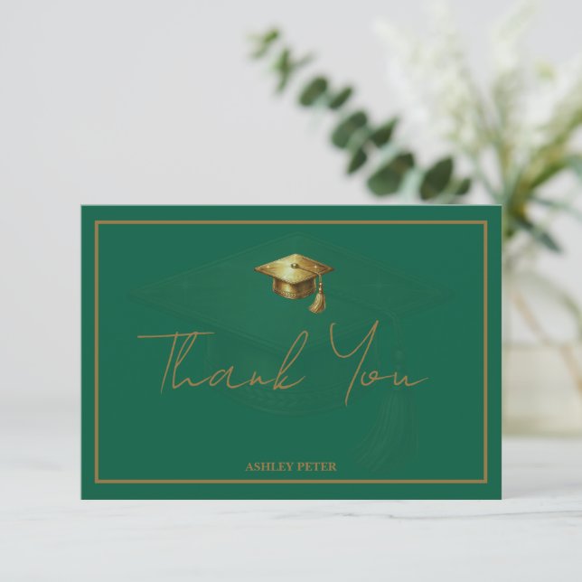 Minimal Graduation Cap Tassel Thank You Card (Standing Front)