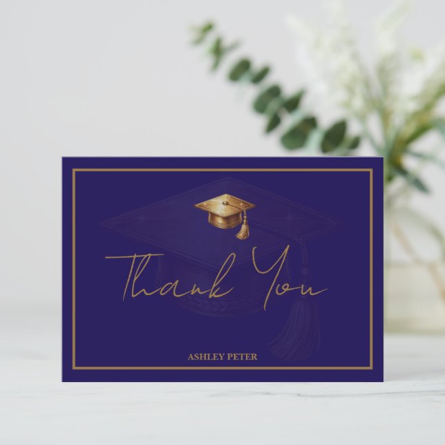 Minimal Graduation Cap Tassel Thank You Card (Standing Front)